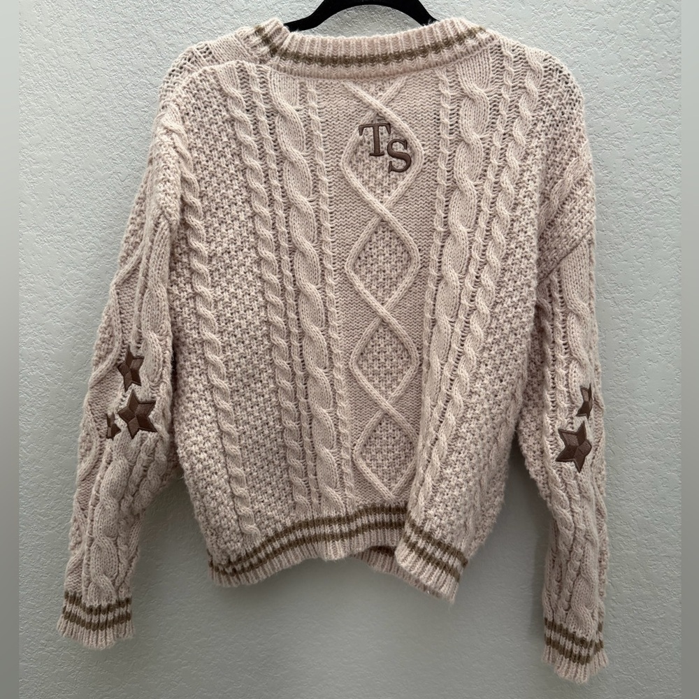 Taylor Swift The Tortured Poets Department Cardigan XS SM Cream Brown TTPD Merch - Picture 4 of 4
